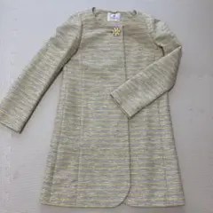 春コート　Rubyrivet ベージュ　イエロー　Iライン　ノーカラーコート