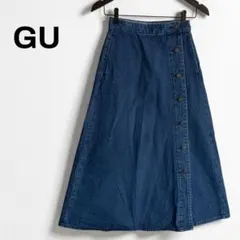 極美品 ☆ GU デニムサイドボタンロングスカート デニムスカート　Sサイズ