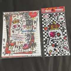 ラブデコ(凸)シール　クーリア　シールとレターセット　平成レトロ　ドクロ