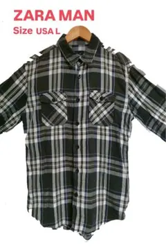 ジ*ン様 ZARA MAN ザラメン 美品 長袖 ネルシャツ サイズUSA L