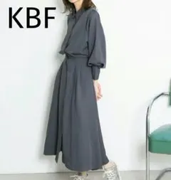 KBF ウエストタックボリュームスリーブワンピース