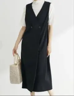 ショコラフィネローブ ブラックノースリーブワンピース