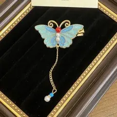 F8760 蝶のデザイン ヘアピン　タッセルヘアピン　レディースヘアピン　一つ