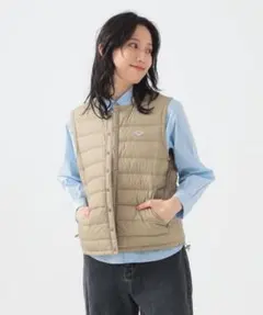 DANTON / インナーダウン クルーネック ベスト ベージュ