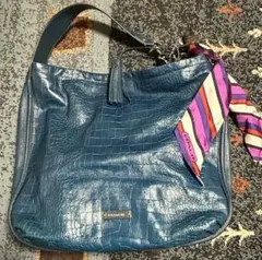 【新品未使用】　COACH クロコダイル風 ショルダーバッグ ターコイズブルー