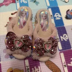 キッズ サンダル エルサ ピンク ファー ビジュー