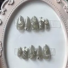 【2点セット】sサイズネイルチップ2点セット マグネット ツヤ感 透明感ネイル