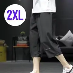 メンズ ハーフパンツ XL 黒 7分丈 クロップドパンツ 冷感 サマーのサムネイル