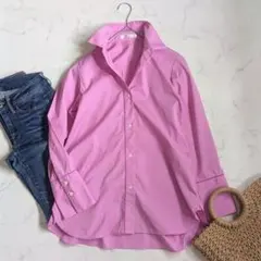 美品 DoCLASSE はしごレース ピンク シャツ 長袖 オーバーサイズ
