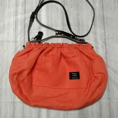 え*★様 【ハンドメイド】オレンジ ショルダーバッグ がま口型 斜め掛けできます