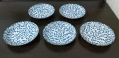 京都　萬珠堂　清水焼　唐草模様　丸皿　中深皿　12cm　5枚セット　昭和レトロ