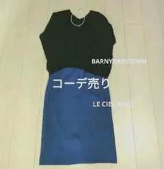 【コーデ売り】黒　紺　長袖トップス　青　リブスカート　レディス服　ルシェル