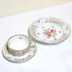 HAVILAND アビランド ヴューパリ ヴェール 小皿2枚 &リーフボウル1点