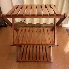 折りたたみ木製ラック 3段 キャンプ収納 ノーブランド 美品