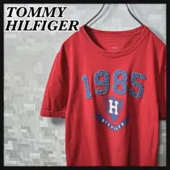 トミーヒルフィガー 半袖 Tシャツ メンズ M 立体 レッド 赤 丸首 US古着