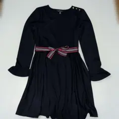 150★ラルフローレン★ポニー刺繍！袖口フレア！ウエストリボン付きワンピース★
