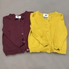 OLDNAVY ワインレッドとマスタードのカーディガン 80