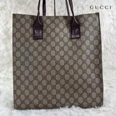 GUCCI グッチ トートバッグ GG柄 ブラウン レザー PVC スプリーム