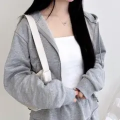 ねこ様　INGNI レース付スウェットパーカー M グレー