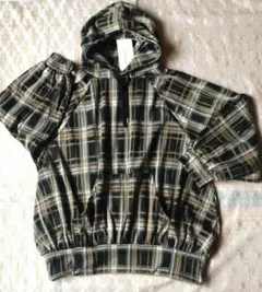 裏起毛　チェック柄 ビッグシルエットパーカー　4L