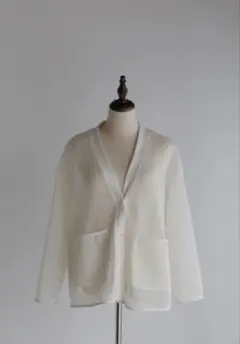 pois double mesh Cardigan【white】美品
