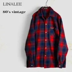 美品 80s オンブレチェック ウールシャツ L 古着 アメカジ グランジ