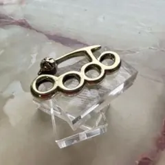 メリケンサック風 真鍮 キーホルダー パーツ ブラス ゴールド お守りベルト