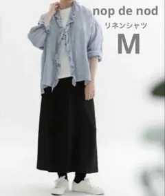 ノップドゥノッド nop de nod リネンフリルシャツ Ｍ　麻 ライトブルーのサムネイル