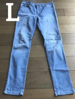 ライトブルー Lサイズ スリムフィットデニムパンツ