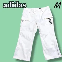 adidas ゴルフパンツ 白 レディースM ワイド 3本ライン