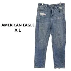 美品✨アメリカンイーグル 【XL】 ストレートデニム ブルー ダメージ加工