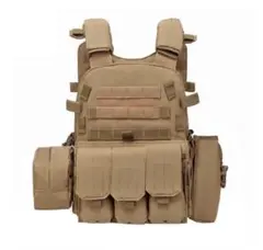 6094 カーキカラー タクティカルベスト プレートキャリア