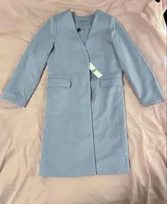 GU ウールブレンド　ライトブルー ノーカラーコート　XS新品未使用