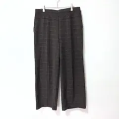 ダークブラウン チェック柄 ワイドパンツ 大きいサイズ 3L