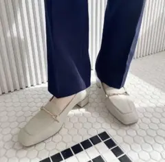 ORiental TRaffic メタリックラインビットヒールローファー　グレー