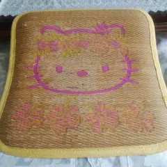 HELLO KITTYハローキティ天然い草クッションマット座布団ござ座敷椅子レア ☆sanrio☆Hello Kitty☆ハローキティ☆ゴザの座布団☆天然い草