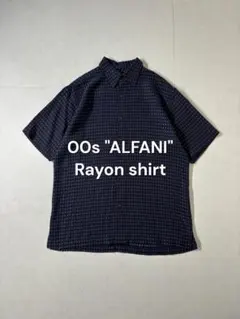 断*け様 00s ALFANI 半袖シャツ レーヨンシャツ 総柄 シティボーイのサムネイル