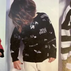 ブラック プリントデザイン セーター