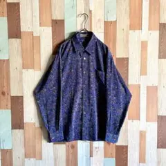 90s 00s vintage 古着 レア 総柄 ペイズリーシャツ 青 y2k
