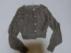グレー ファー 長袖カーディガン Fサイズ