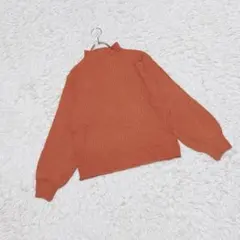 【futier land】ボトルネックバルーン袖ニット シンプル オレンジ