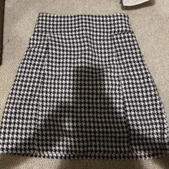 ウエスト切替台形ミニスカート千鳥柄 ブラウン