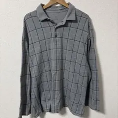 VAN HEUSEN グレー チェック柄 ポロシャツ 2XL