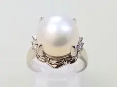 Pt900 白蝶真珠リング 12.3mm D0.28ct サイズ9号 南洋 - メルカリ