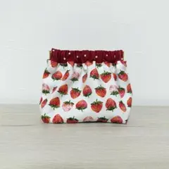 12cm　バネ口ポーチ　いちご柄　ハンドメイド
