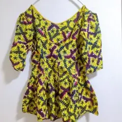 フラワーパターン 半袖チュニック　アフリカ布　セネガル