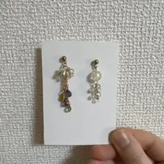 ハンドメイド クリアビーズ ピアス
