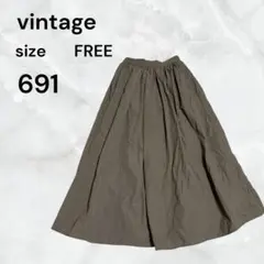 vintage フレアスカート ブラウン FREE 古着　茶色　シンプル柄なしのサムネイル