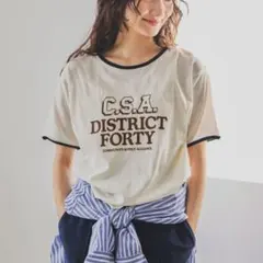 【美品】niko and... アソートスラブリンガーTシャツ　アイボリー　L