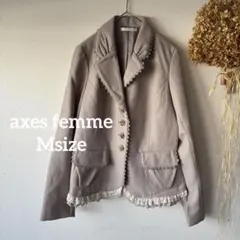 【アクシーズファム】 M♪ フリル テーラードジャケット 薔薇 グレー